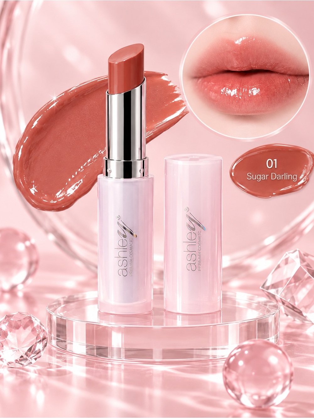 Ashley A-445 Melting Plump Lipstick 01 Sugar Darling | Thai T-Beauty